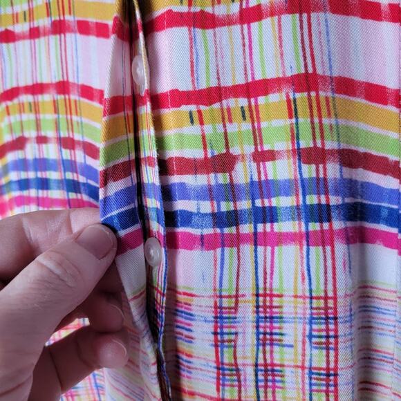 Cabi Plaid Button Up Blouse S Artsy Colorful Dopamine Top Mod Boho Slouchy Soft - Picture 5 of 12